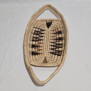Vtg Tonga 1990 Hand Woven 2 Handled Basket Tray 17 1/8" x 7" x 1 5/8"